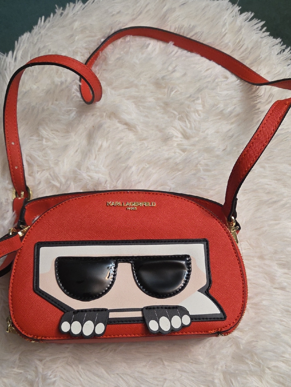 Karl Lagerfeld Red Crossbody with Sunglasses Motif